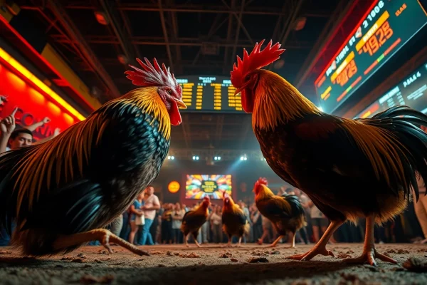 DAGA live chicken fighting event at dagawin.live, showcasing thrilling competition and betting excitement.