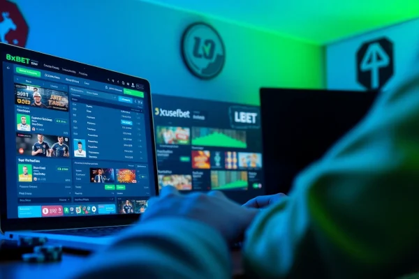 Interactive sports and casino betting interface on 8xbet.com.se with a user engaged in the experience.