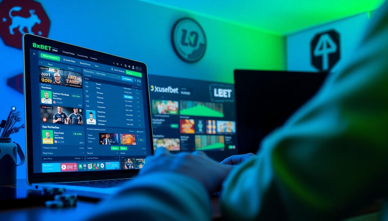 Interactive sports and casino betting interface on 8xbet.com.se with a user engaged in the experience.