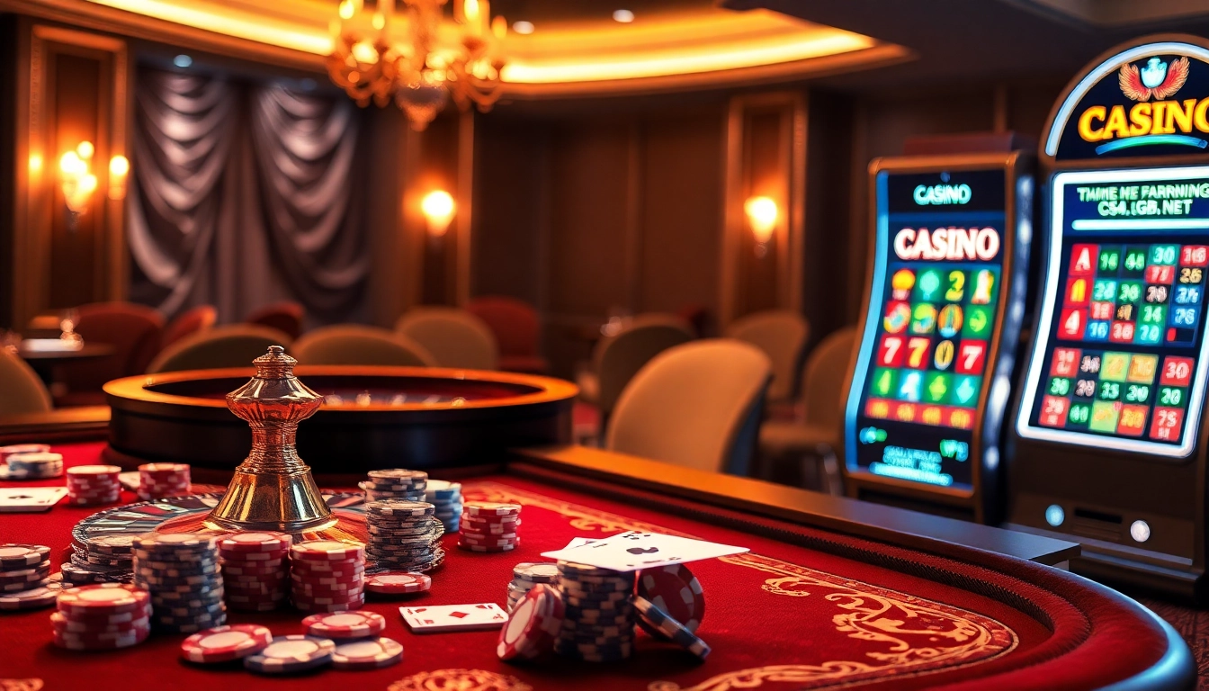 Experience the thrill of c54.gb.net with a vibrant casino scene featuring roulette and poker.