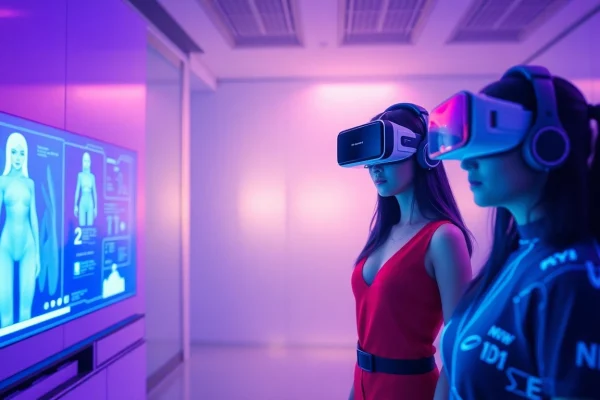 Engage with character ai nsfw interactions in a futuristic digital space filled with vibrant colors and innovative technology.