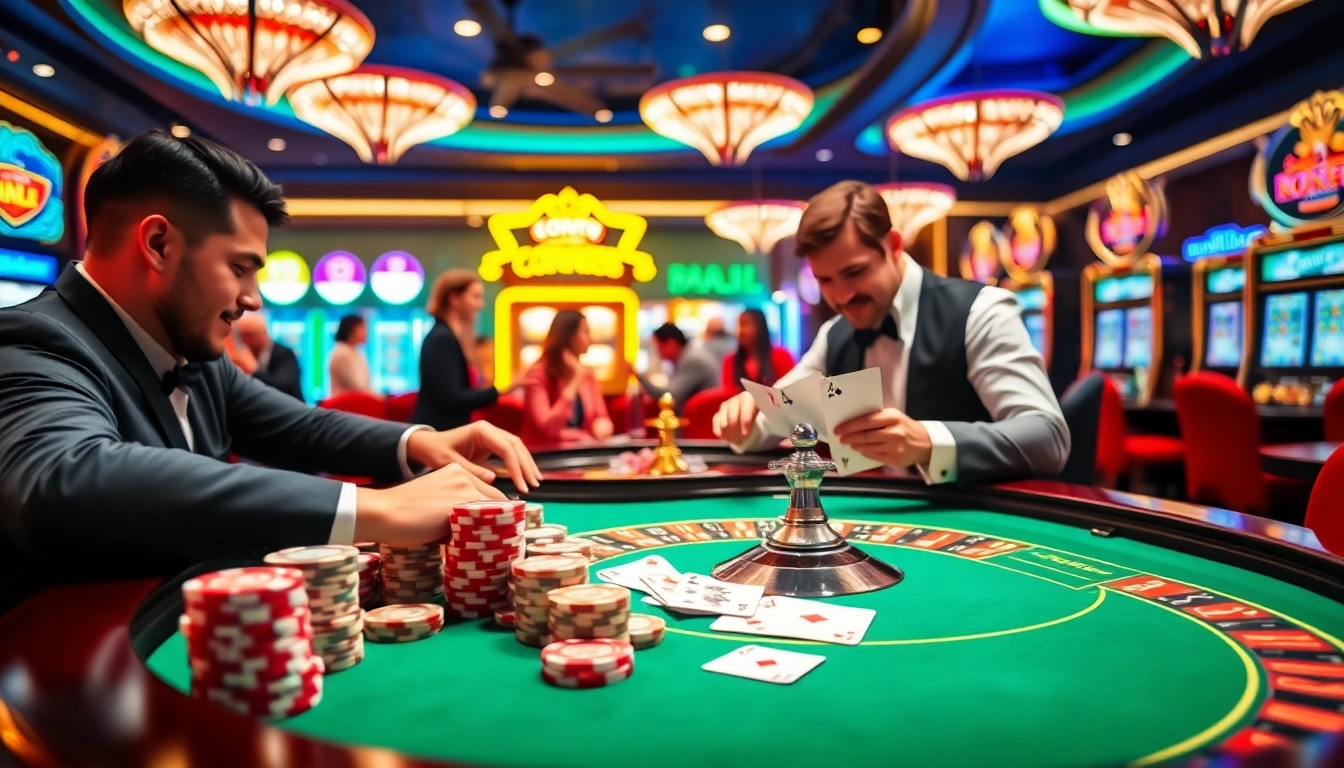 Engage in excitement at dom88.us.com with a luxurious roulette table surrounded by eager gamblers.