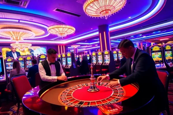 Engaged players strategizing at a TR88 casino table, showcasing thrilling gambling action.