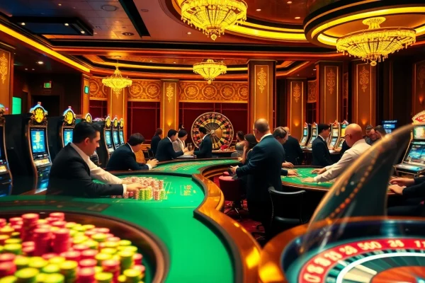 Experience the thrill at s666 me casino with vibrant games, tables, and dynamic players in a luxurious setting.